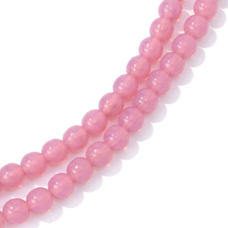 Fil de perles de Bohème rondes 6mm rose opaque