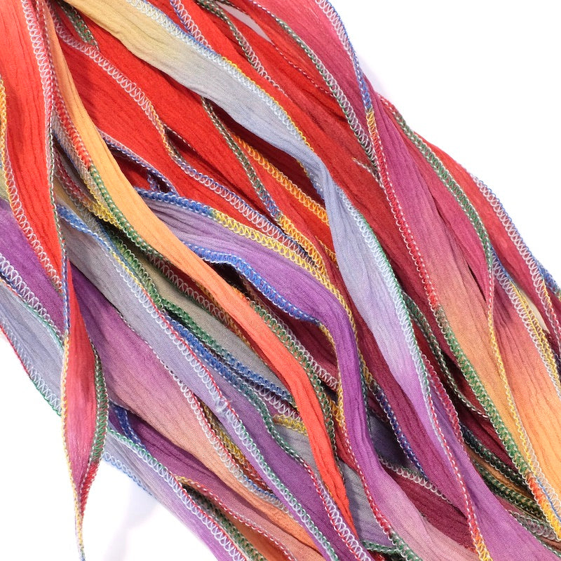 Ruban de soie teint à la main - Multicolore