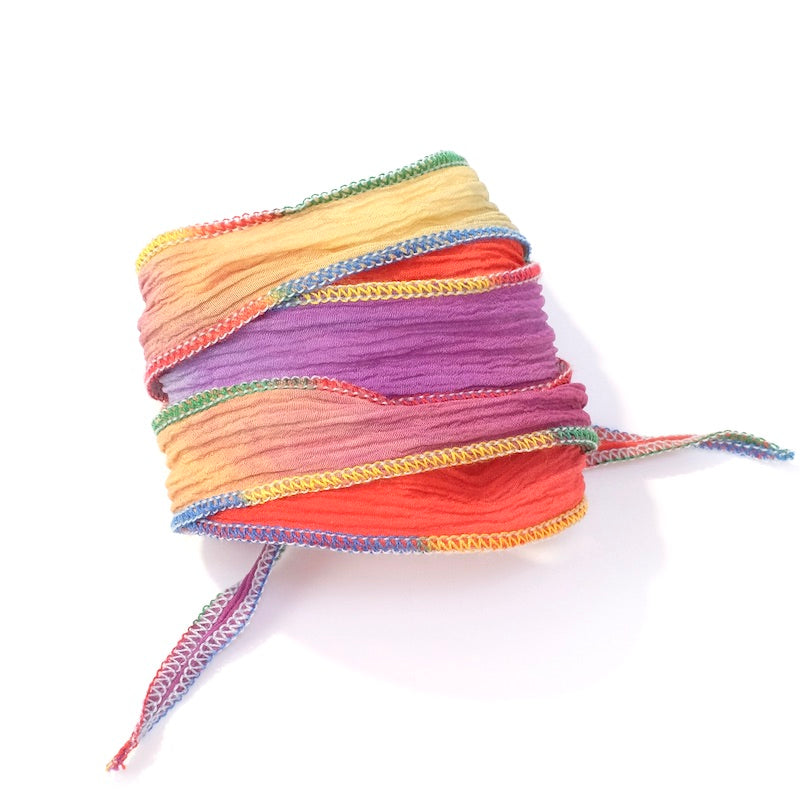 Ruban de soie teint à la main - Multicolore