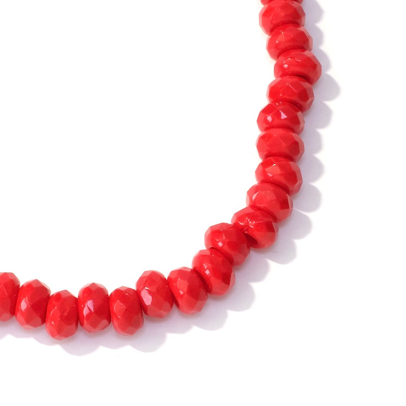 Fil de perles de Bohème Donuts rouge opaque 9x5mm
