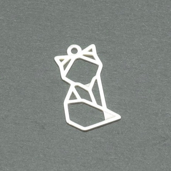 Pendentif renard origami en argent 925.