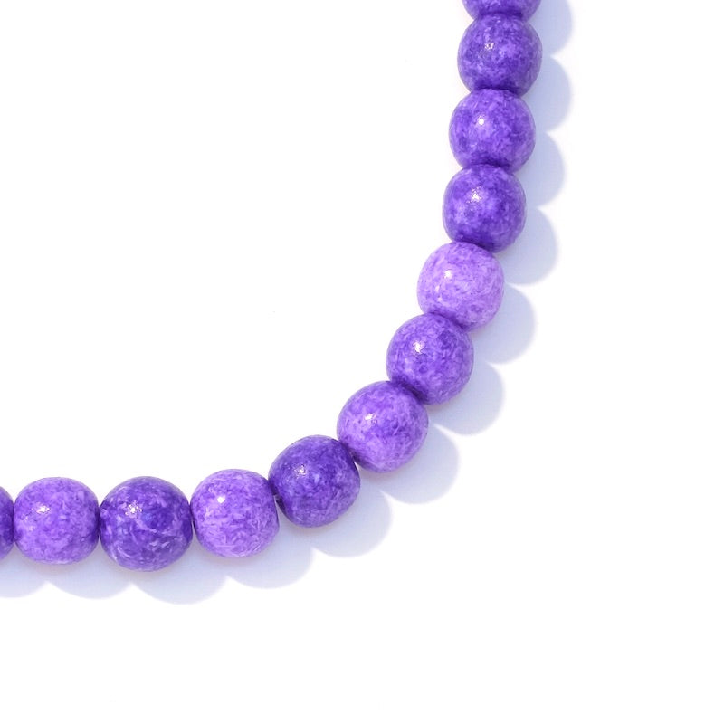 Fil de perles de Bohème rondes 8mm violet opaque