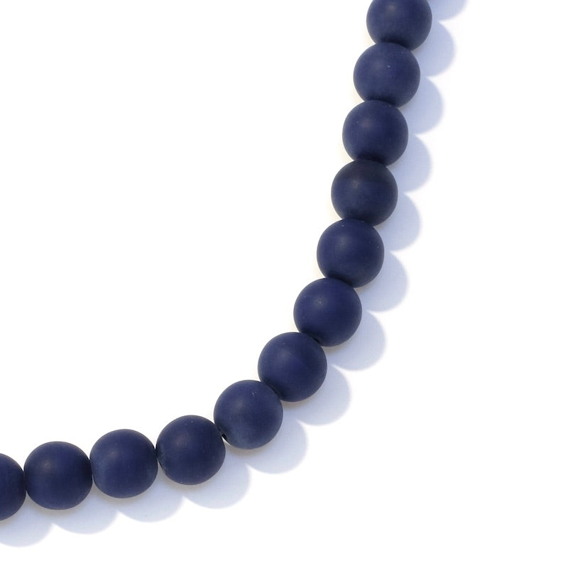 Fil de perles de Bohème rondes 8mm bleu nuit opaque