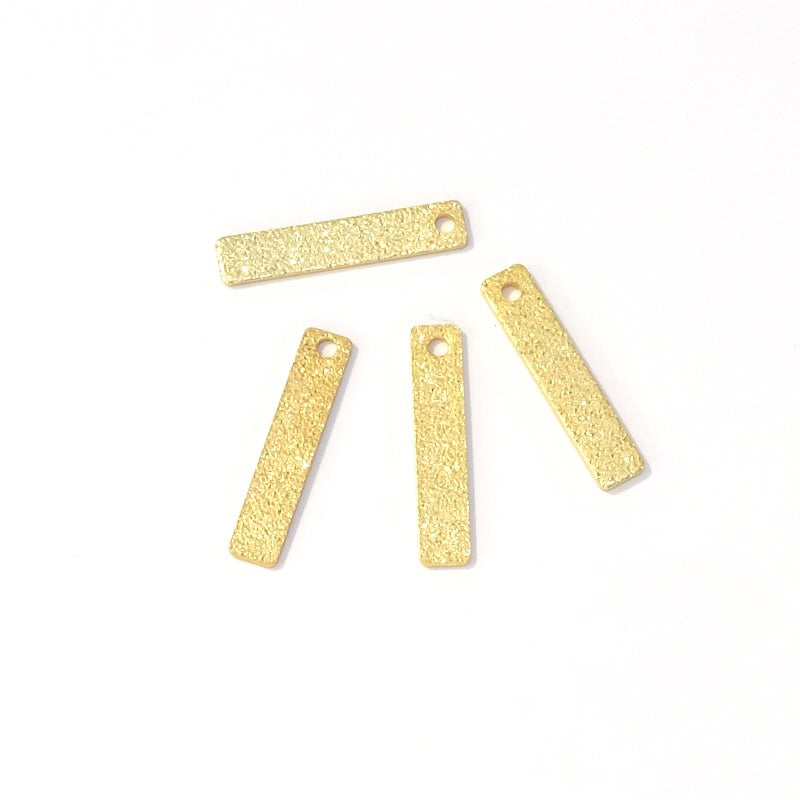 4 pendentifs Rectangles scintillants en laiton doré à l'or fin 24K Premium