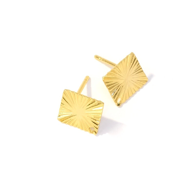 Boucles d'oreilles carrées Ondulés en laiton Doré à l'or fin 24K Premium