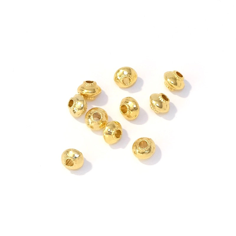 6 perles donuts ethniques 5mm en Laiton doré à l&#39;or fin 24K Premium