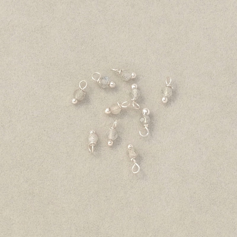 10 perles montées 3mm Laiton Argenté 925 Premium et Pierre de lune