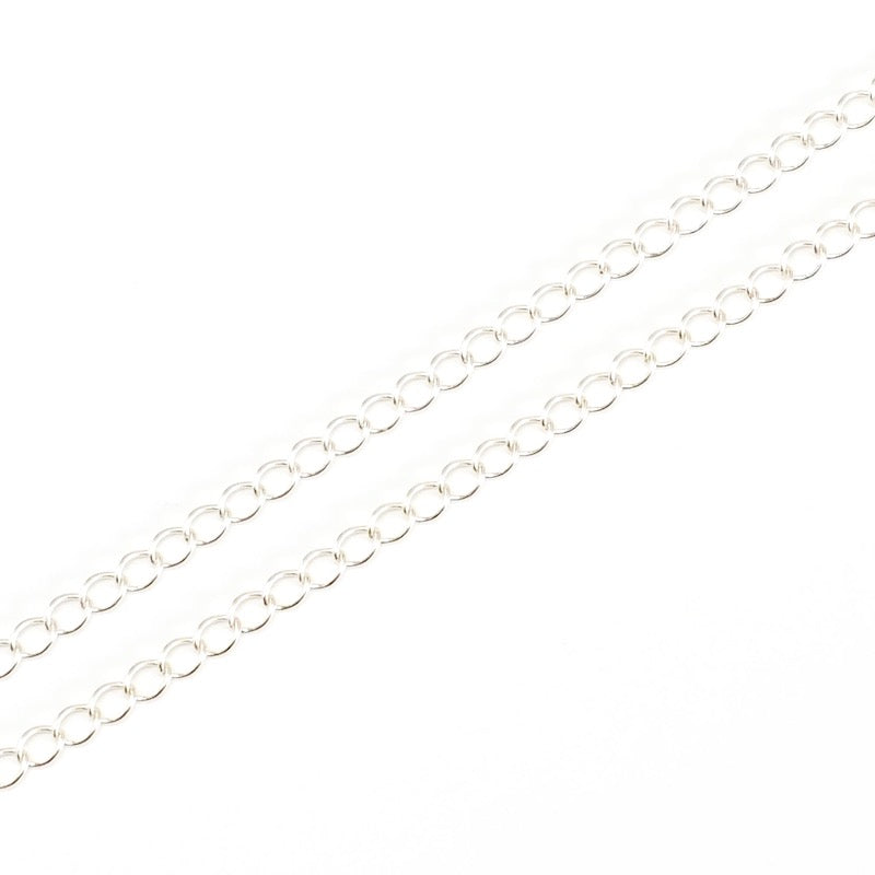 1mètre de chaine d'extension mailles ovales soudées en laiton Argenté Prémium