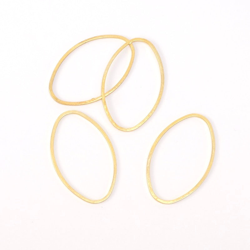 6 anneaux fermés Ovales en laiton Doré à l'or fin 24K Premium