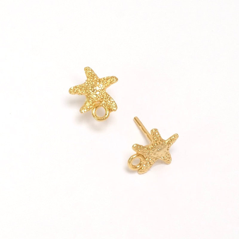 Boucles d&#39;oreilles clous étoile de mer en laiton doré 24K Premium, la paire