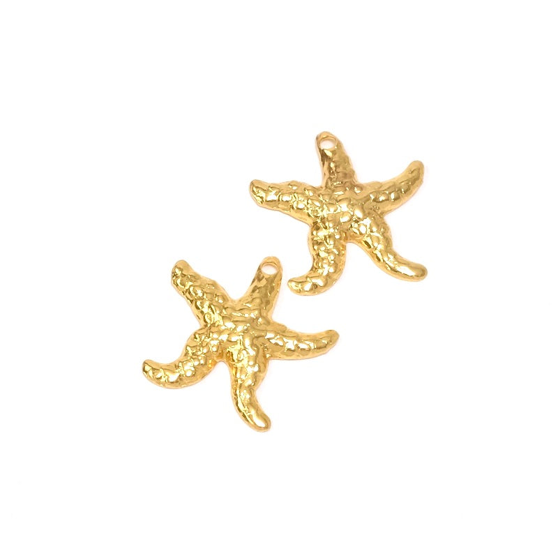 Pendentif étoile de mer en laiton Doré à l'or fin 24K Premium, à l'unité