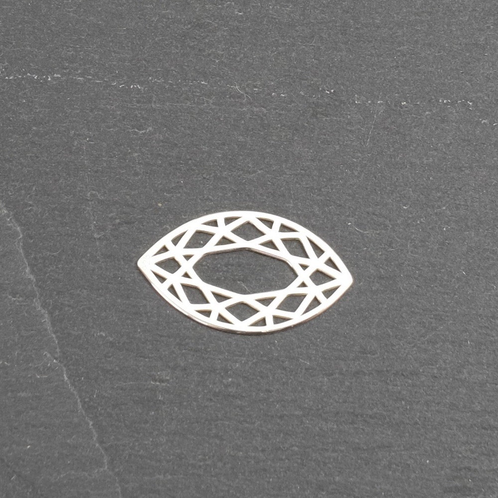 Connecteurs argentés navettes ajourées en Argent 925.