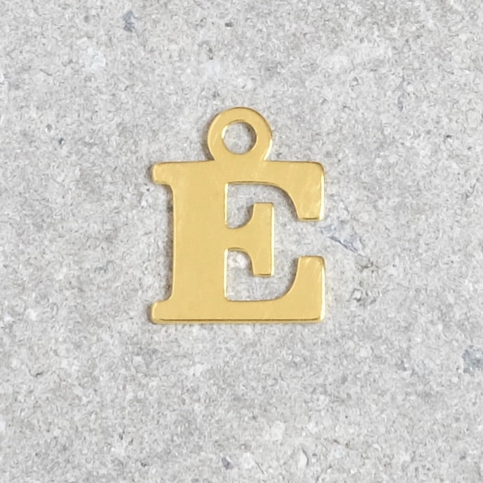 Pendentif lettre E en argent 925 doré à l'or 24K