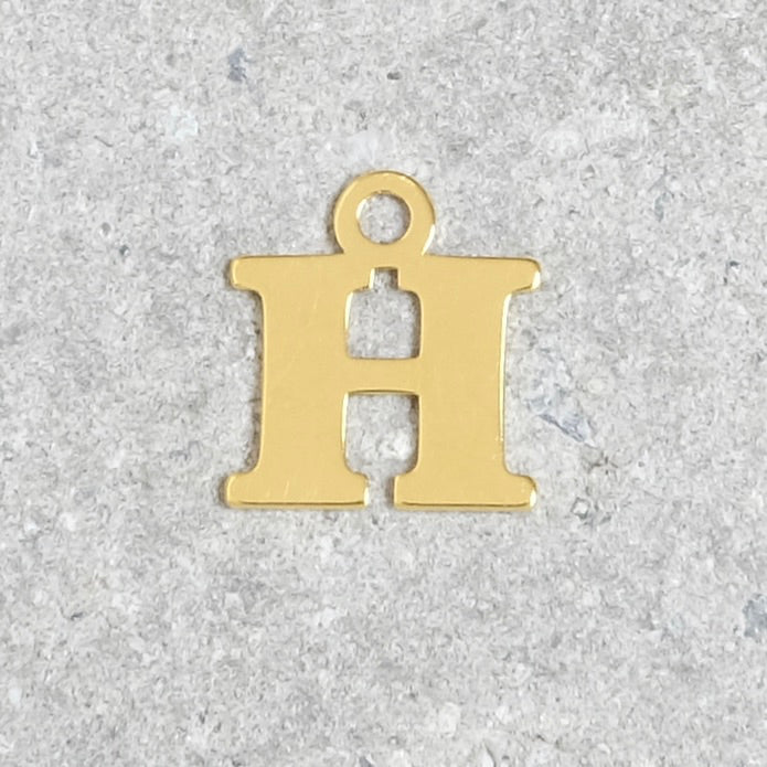 Pendentif lettre H en argent 925 doré à l'or 24K