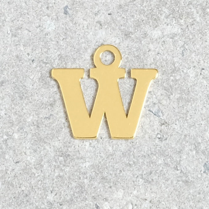 Pendentif lettre W en argent 925 doré à l'or 24K