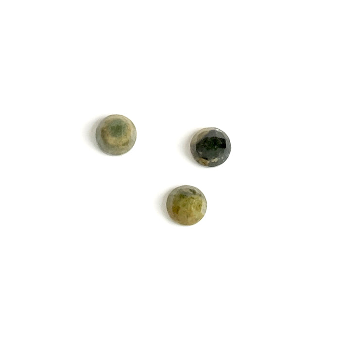 2 Cabochons de pierre naturelle Rond 4mm Facetté Jaspe vert