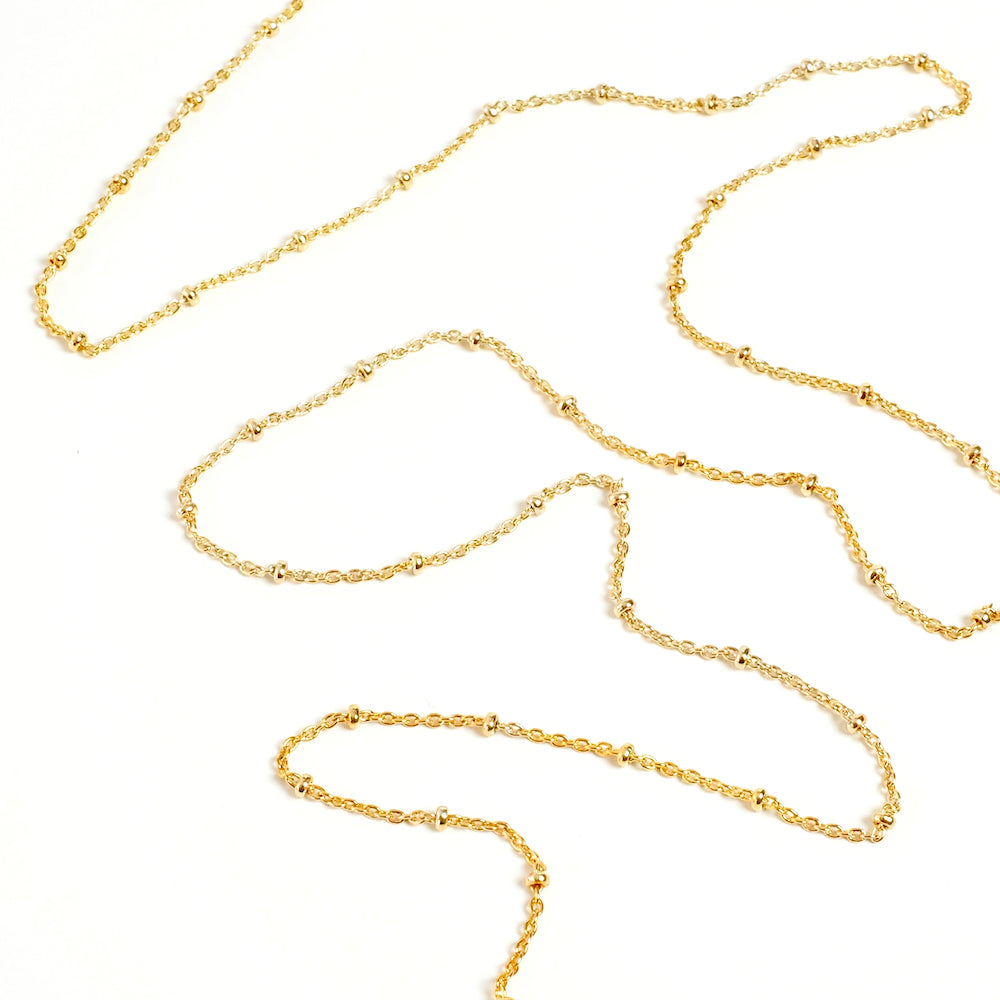 50cm de fine chaine maillon petites Boules en laiton doré à l'or fin 24K