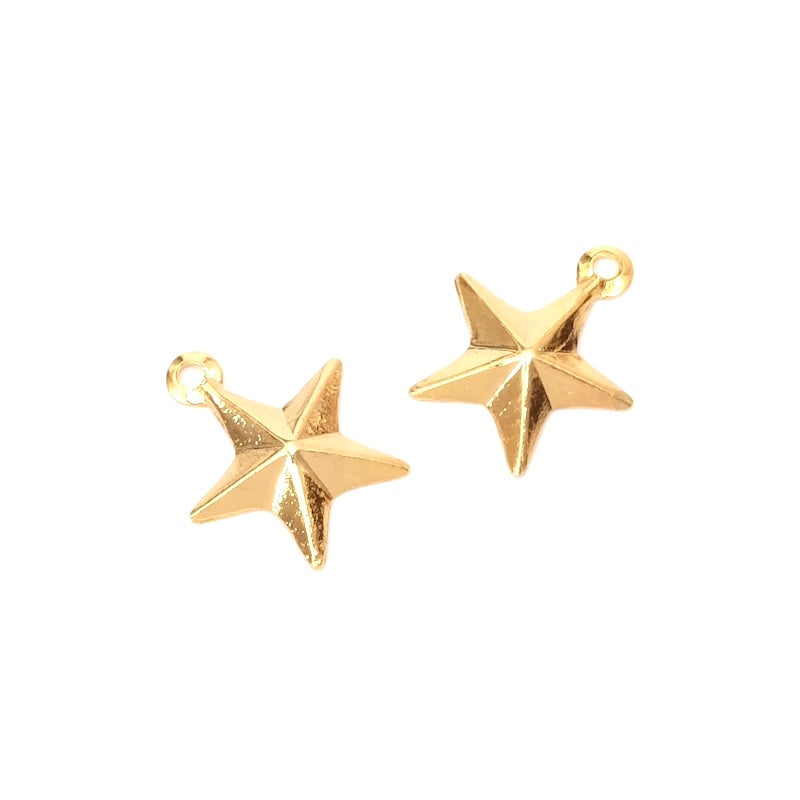 2 pendentifs étoile en laiton doré à l'or fin 24K Premium