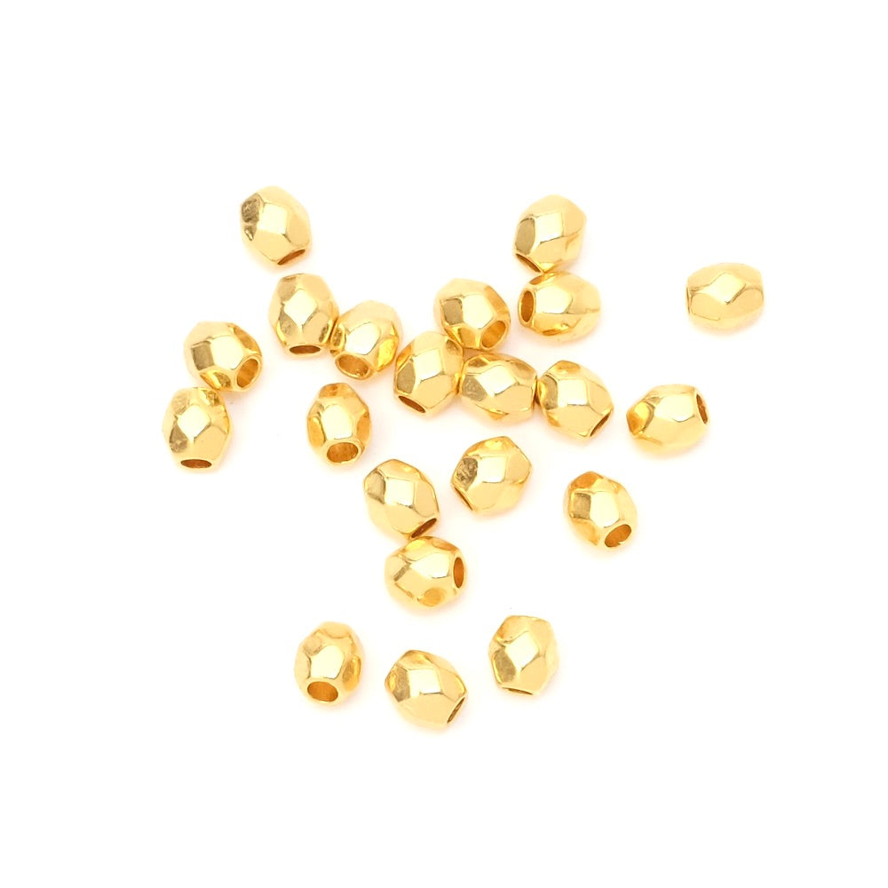 8 perles facettées 4mm en Laiton doré à l&#39;or fin 24K Premium