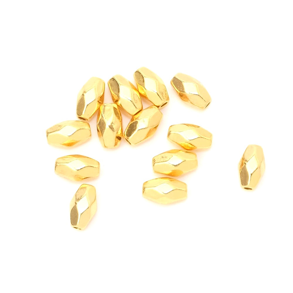 5 perles olives facettées 4x7mm en Laiton doré à l&#39;or fin 24K Premium