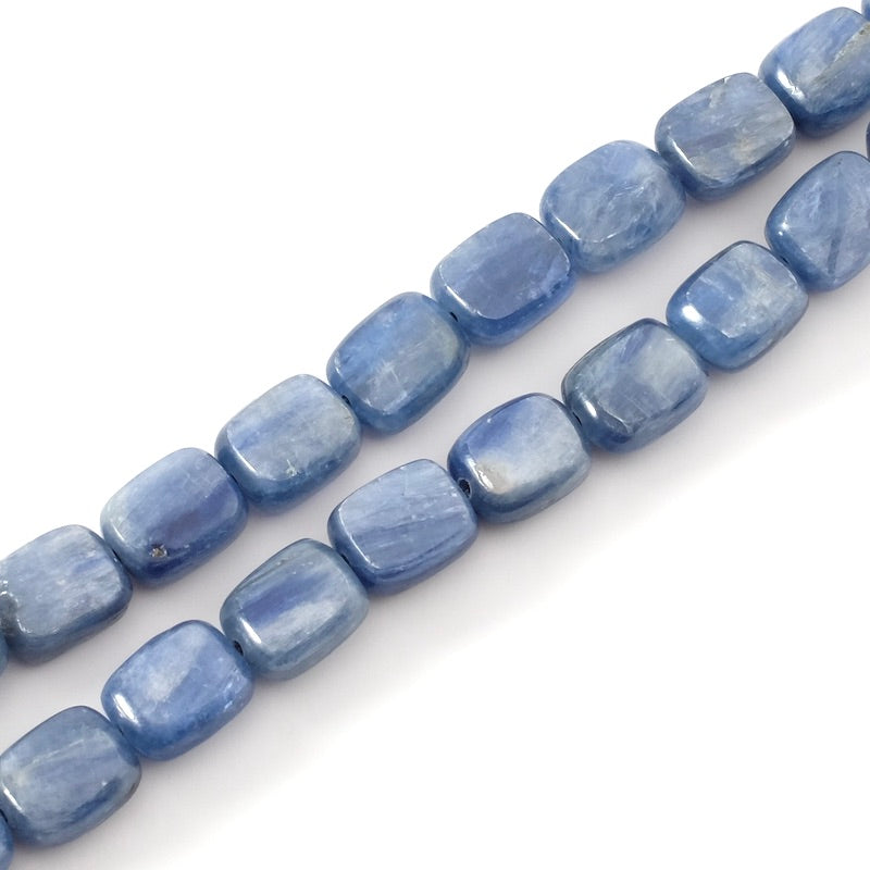 2 perles rectangles 8 x 10mm de Cyanite bleue