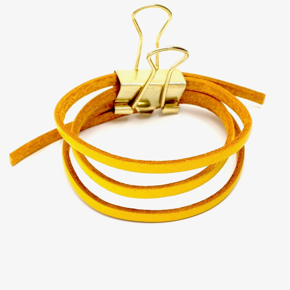 50 cm di cinghia piatta in pelle 3 mm premium di qualità gialla