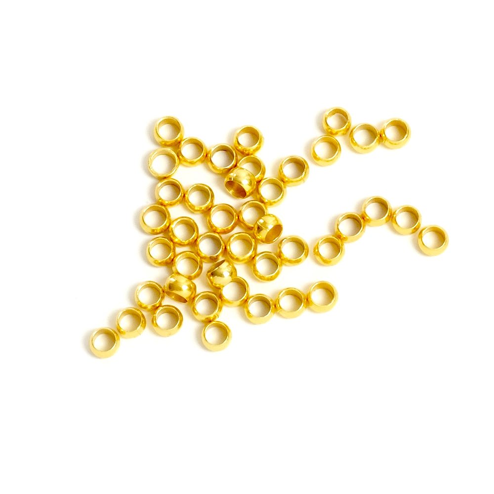 Lot de 60 perles à écraser 3mm en laiton Doré à l'or fin 24K