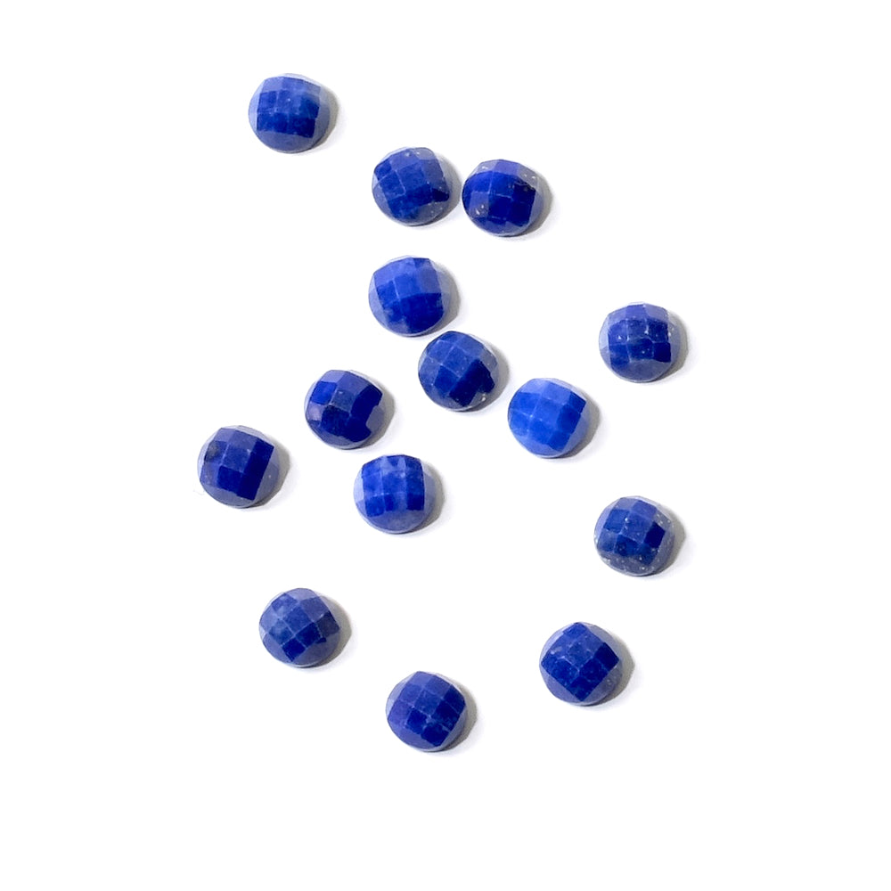 2 Cabochons de pierre naturelle Rond 4mm Facetté Lapis Lazuli