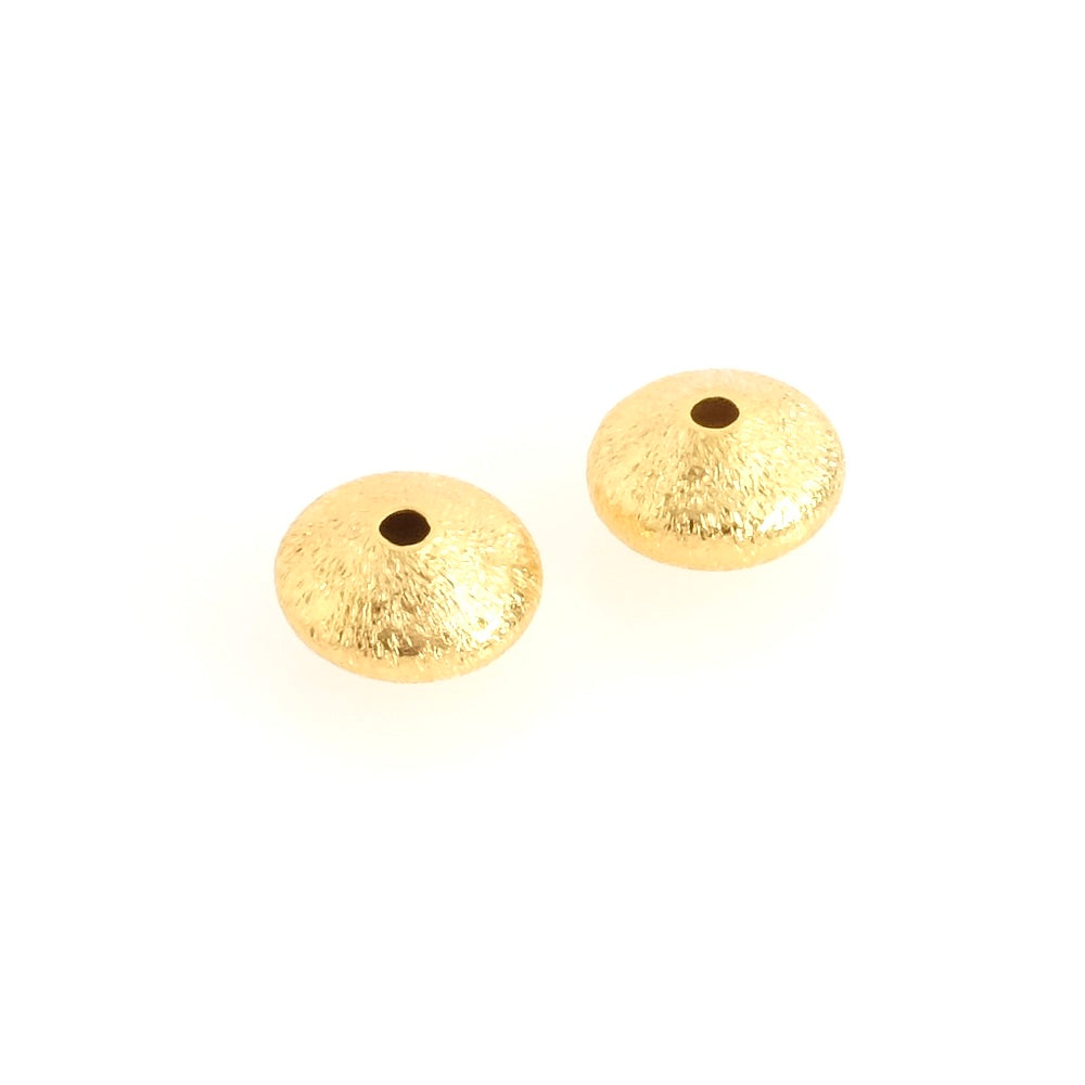 2 perles Toupies striées 9,5mm en Laiton doré à l&#39;or fin 24K Premium