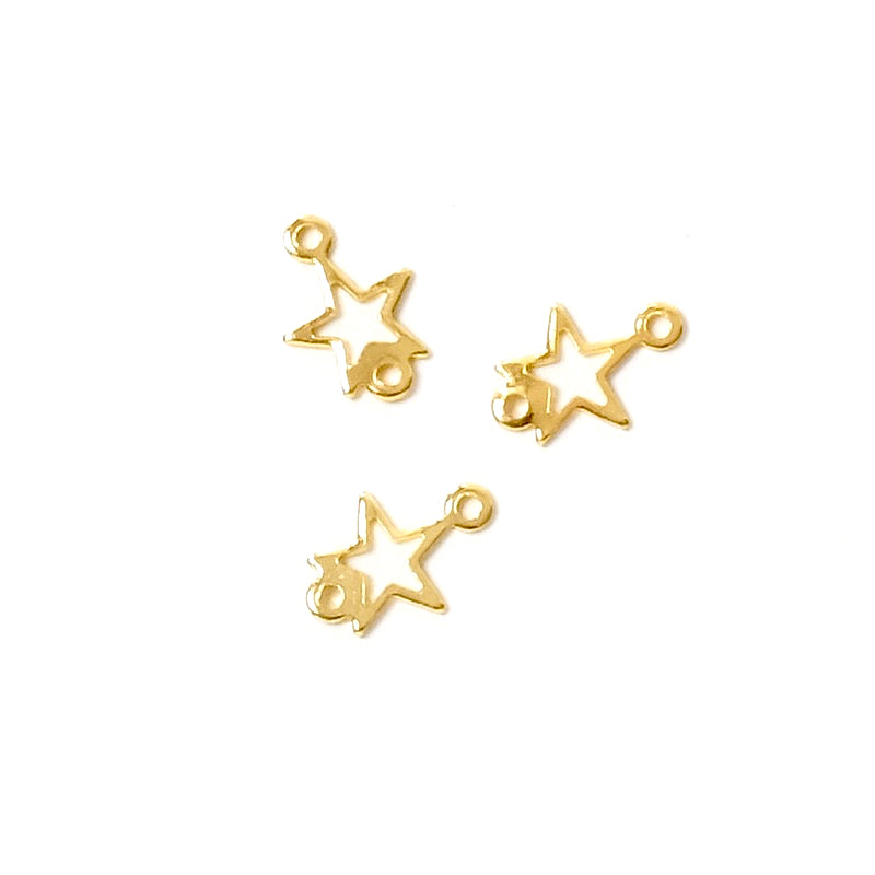 6 petits Connecteurs étoiles en laiton Doré à l'or fin 24K