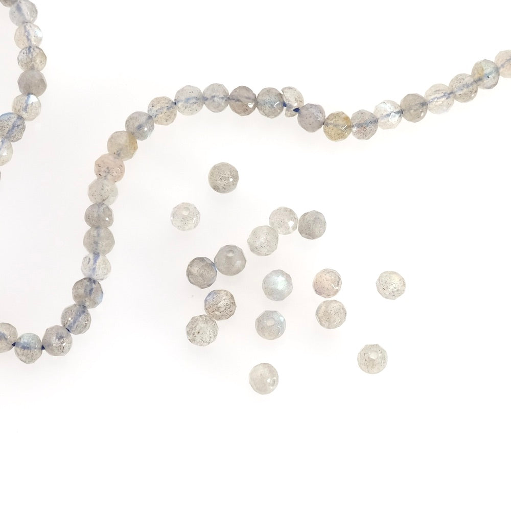 10 perles naturelles facettées 4mm Labradorite