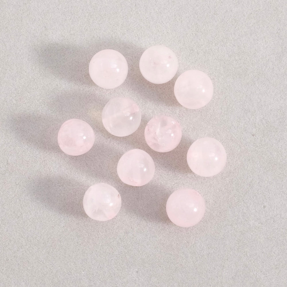 10 contas redondas naturais de quartzo rosa de 8 mm