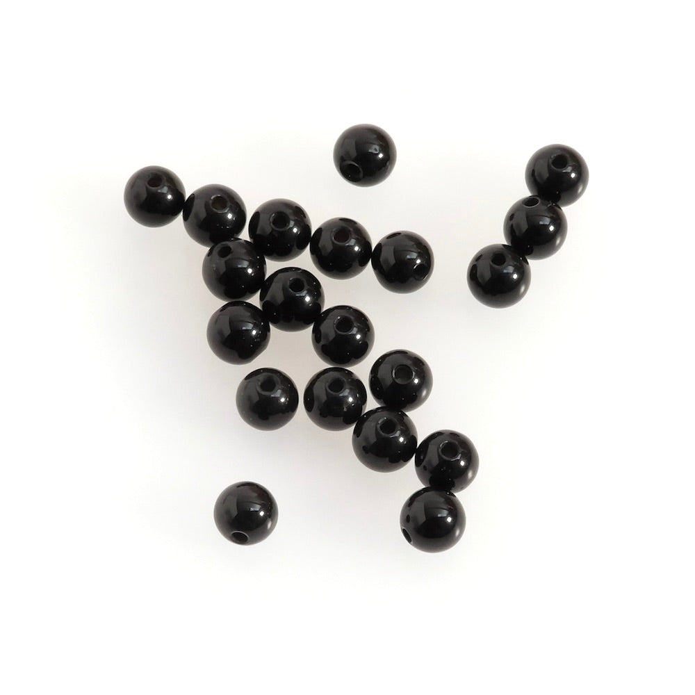 20 perles naturelles rondes 4mm en Onyx noire