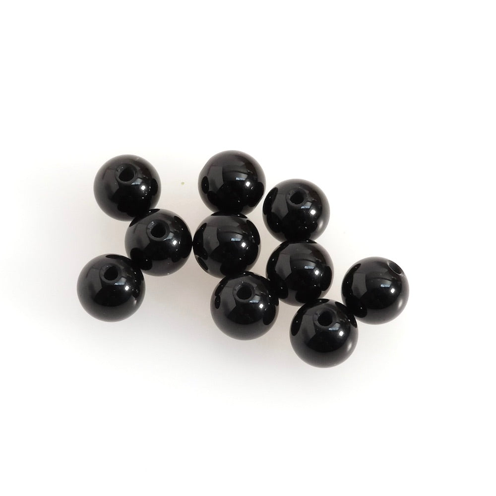 10 perles naturelles rondes 6mm en Onyx noire