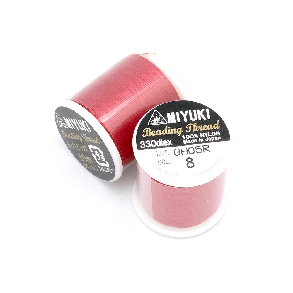 Bobine de 50 mètres de fil nylon Miyuki Beading thread 0,25mm Rouge N°8 