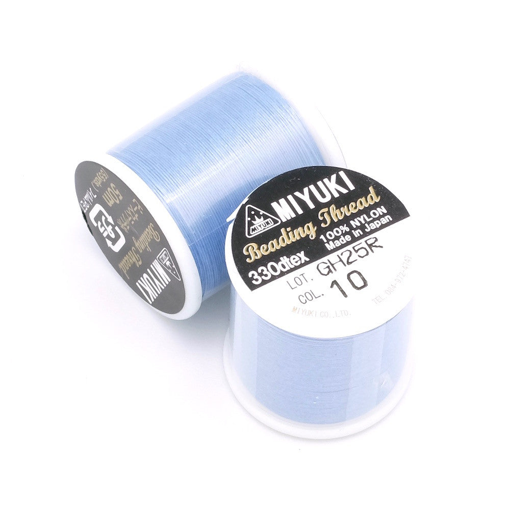 Bobine de 50 mètres de fil nylon Miyuki Beading thread 0,25mm Bleu clair N°10 