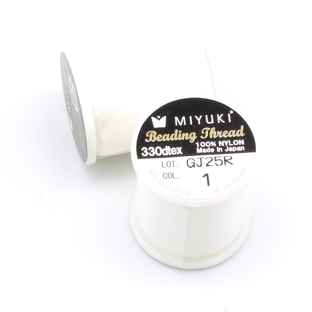 Bobine de 50 mètres de fil nylon Miyuki Beading thread 0,25mm Blanc N°1 