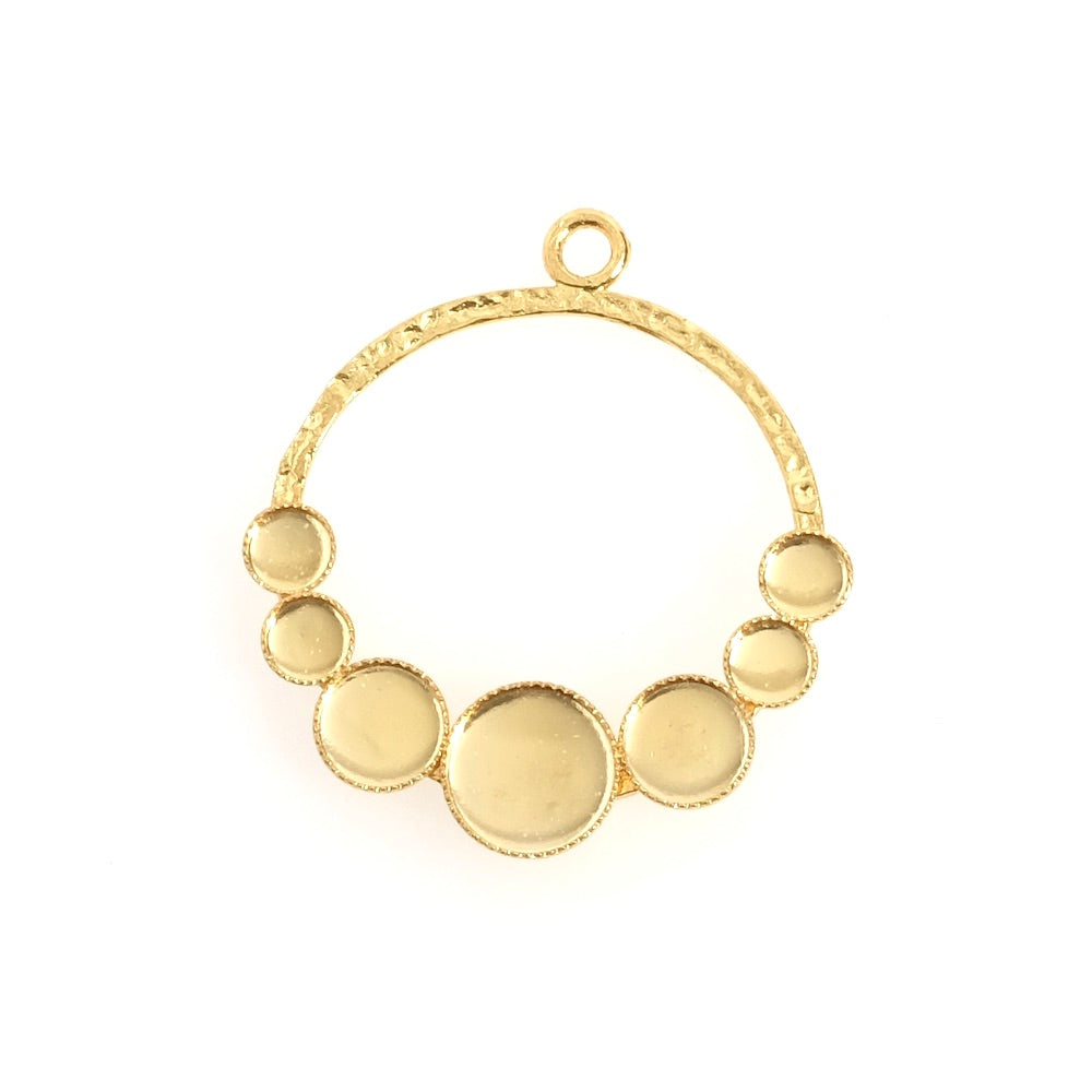 Pingente circular para cabochões de latão Dourado com ouro fino Premium 24K