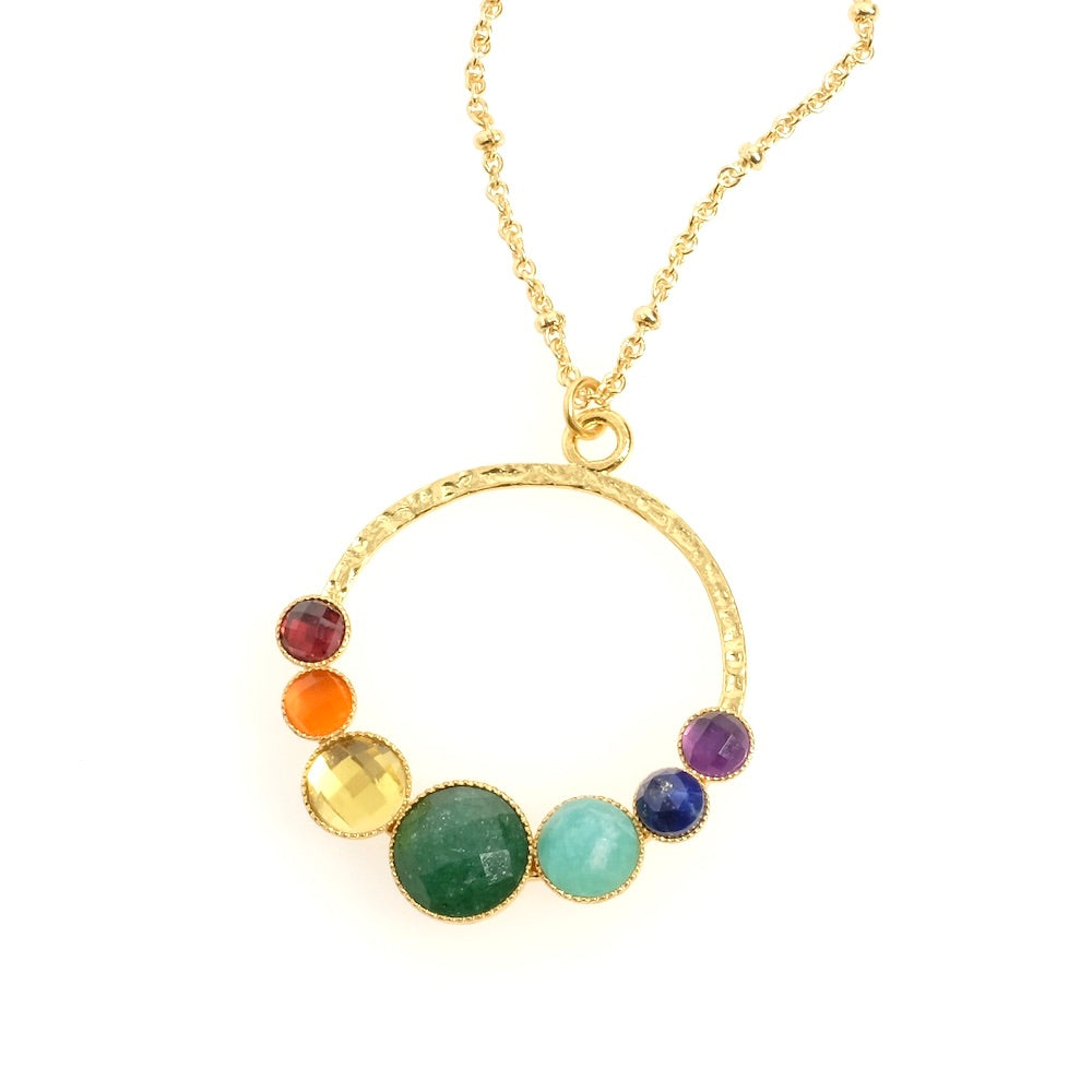 Pingente circular para cabochões de latão Dourado com ouro fino Premium 24K