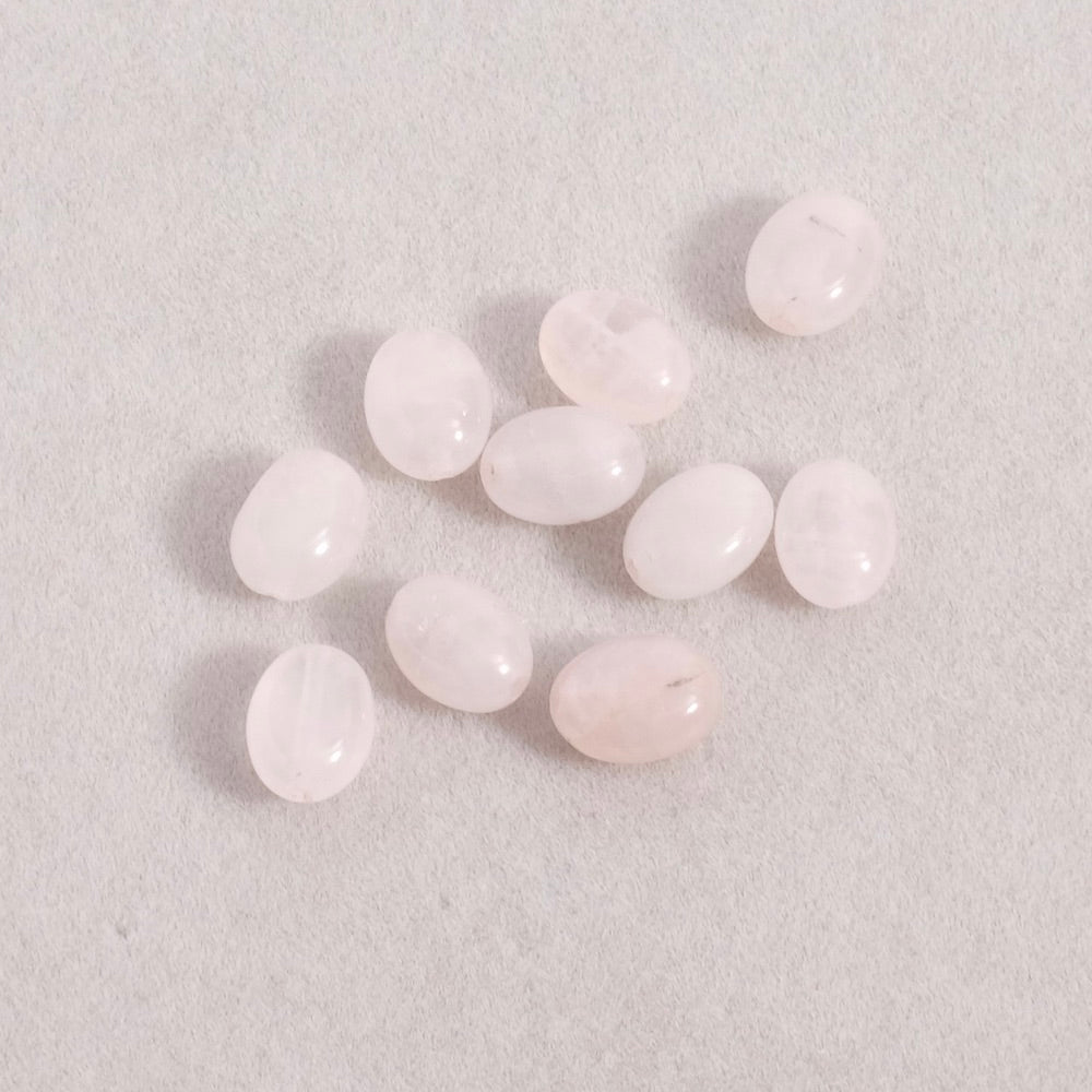 10 contas ovais 6x8mm em Quartzo rosa