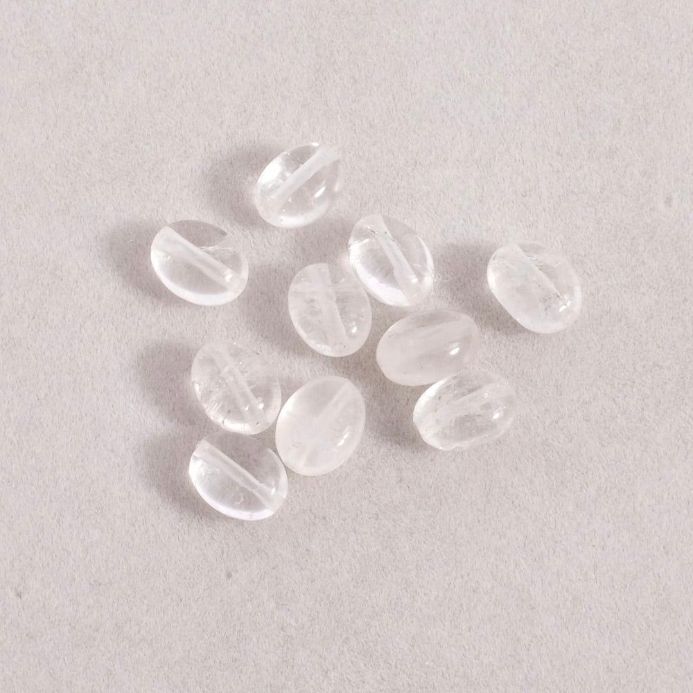 10 perles ovales 6x8mm en Cristal de roche