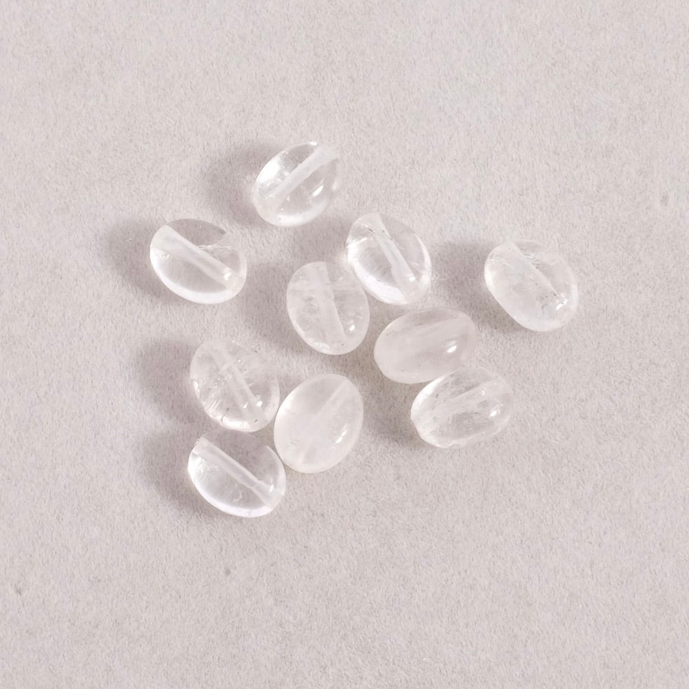 10 perlas ovales de 6x8 mm en cristal de roca