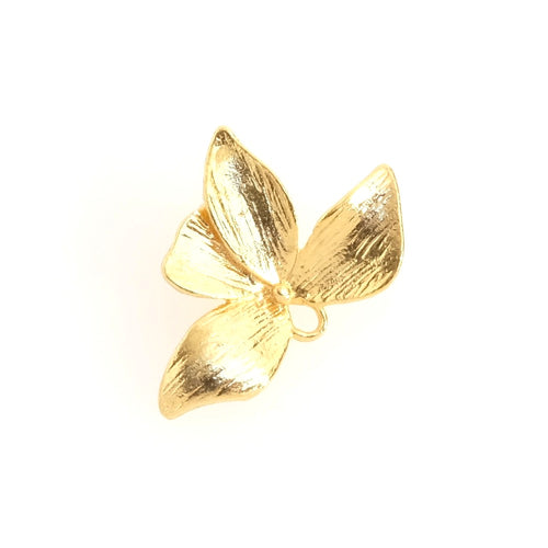 Pendentif fleur d'orchidée en laiton doré à l'or fin 24K.