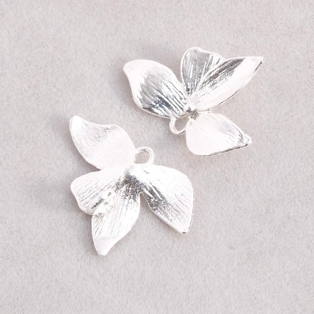 Pendentif Fleur Orchidée en laiton Argenté 925 Premium