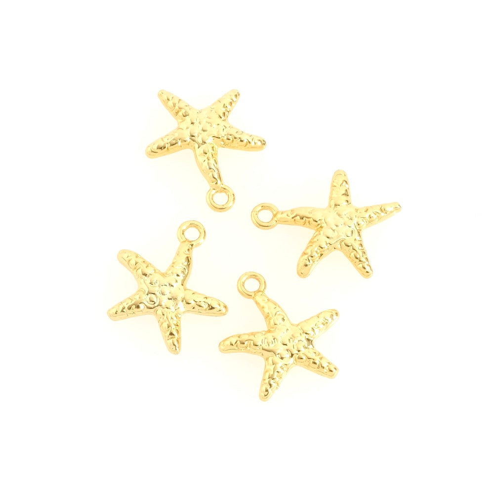 Pendentif étoile de mer en laiton Doré à l'or fin 24K Premium, à l'unité