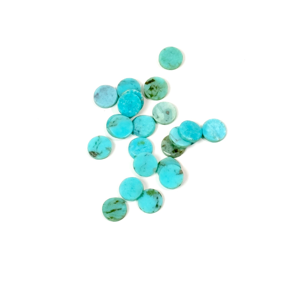 2 Cabochons plats 4mm de pierre naturelle Turquoise d&#39;Arizona