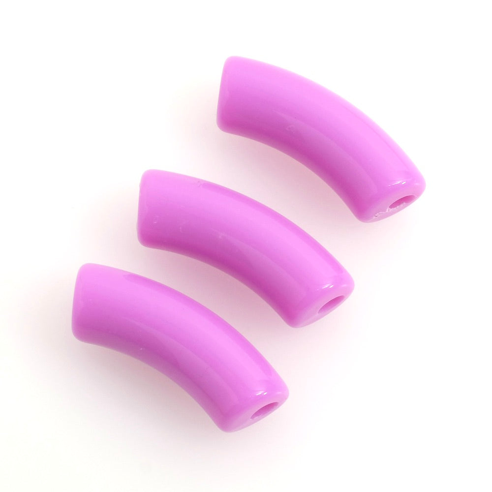 Perle tube courbe incurvée en acrylique violet orchidée à l'unité