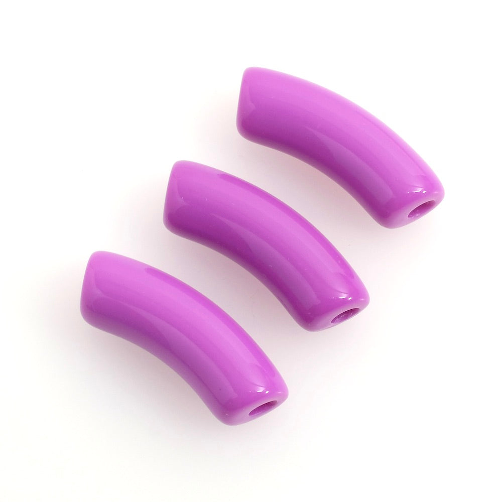 Perle tube courbe incurvée en acrylique violet à l&#39;unité