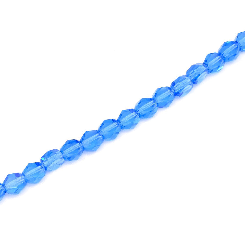 Fil de 20 véritables perles de Bohème en verre palets à facettes Bleu azur transparent 