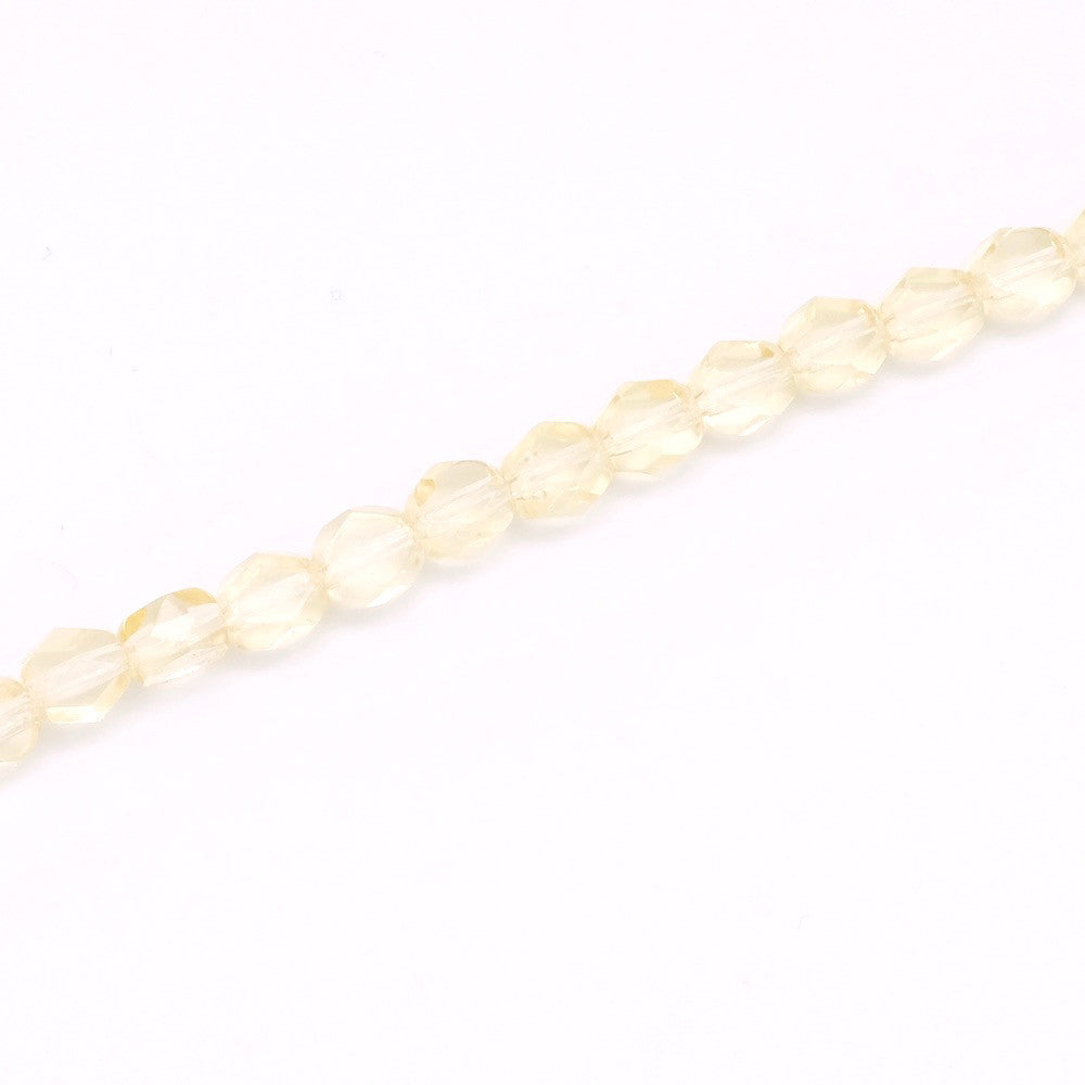 Fil de 20 véritables perles de Bohème en verre palets à facettes jaune transparent 